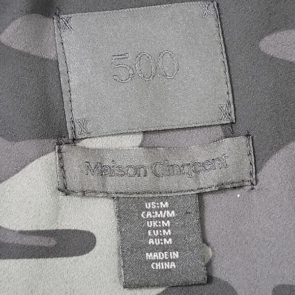 500 Maison Cinqcent Black & Grey Camo Lightweight Belted Trench Jacket Medium - Picture 11 of 16